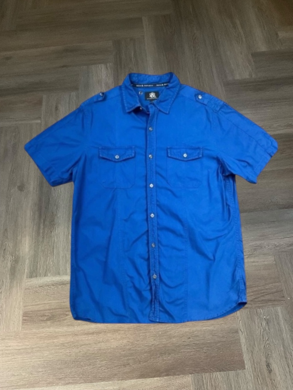 Rock & Republic Button Down‎ Y2K Classic Retro Shirt Mens Large Blue Casual